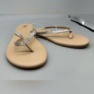 Shade & Shore Women's Silver/Cali Rhinestone Flip Flop Sandals